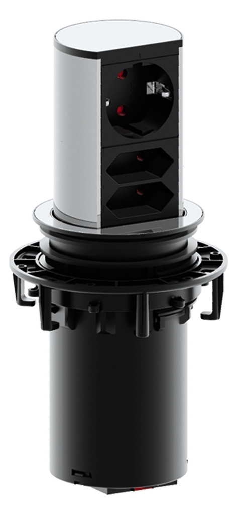 [928.003] Pistikupesa torn Elevator 1 x CEE7/3, 2 x Europlug pesa 2.0m, roostevaba terase imitatsioon