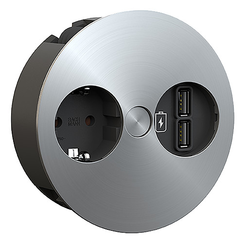 [931.031] Pistikupesa Twist 2 x CEE7/3 2.0m, 2 x USB-A, roostevaba terase imitatsioon