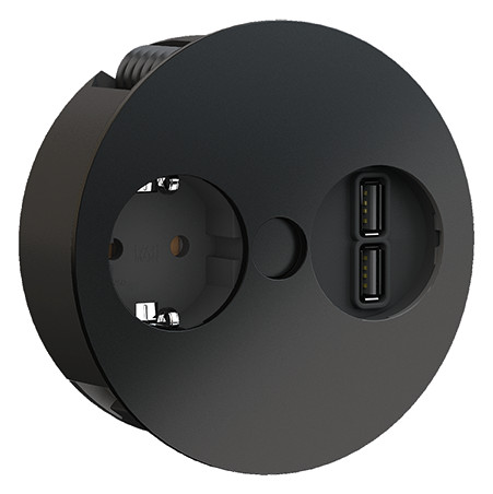 [931.131] TWIST 1xCEE7/3 1xUSB Charger 2,0m wires, RAL9005 30GE