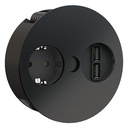 TWIST 1xCEE7/3 1xUSB Charger 2,0m wires, RAL9005 30GE