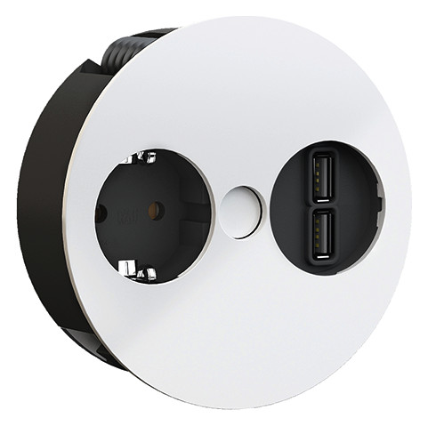 [931.231] Pistikupesa Twist 1 x CEE7/3 2.0m, 2 x USB-A, matt valge