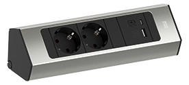 [932.002] Toitepaneel Casia 2 x CEE7/3, 1 x USB-A, 1 x USB-C, 235 x 78 x 64mm, must/hall