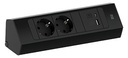 Toitepaneel Casia 2 x CEE7/3, 1 x USB-A, 1 x USB-C, 235 x 78 x 64mm, must