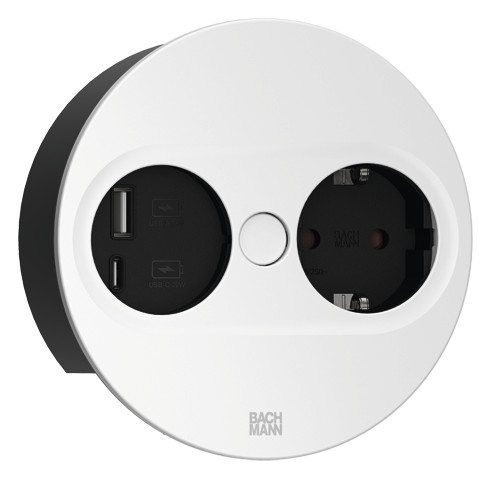 [946.204] Pistikupesa Twist 2 1 x CEE7/3 2.0m, 1 x USB-A, 1 x USB-C, matt valge
