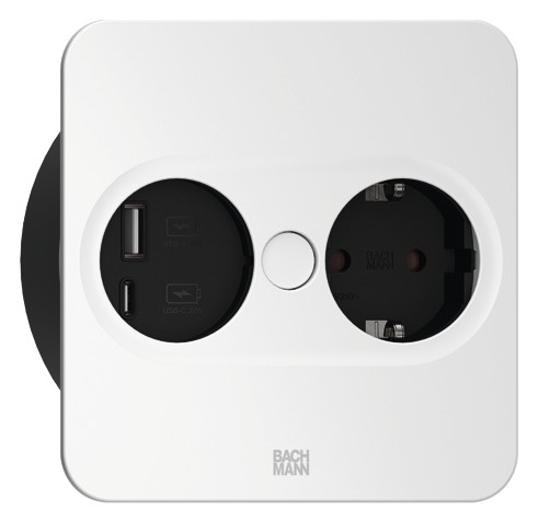 [946.205] Pistikupesa Twist 2 1 x CEE7/3 2.0m, 1 x USB-A, 1 x USB-C, matt valge, nurkne