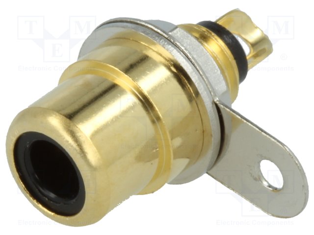 [BTO1VB] RCA socket, gold plated CuZn, panel mount, black, Lumberg