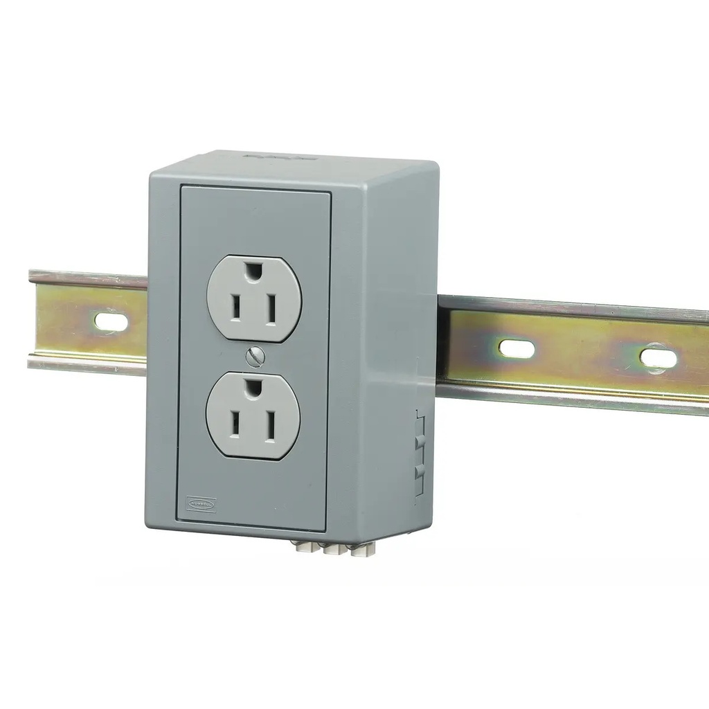 [DRUB15] Topelt pistikupesa Din-liistule, 15A 125V, hall, 5-15R NEMA