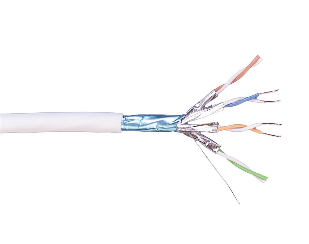 Keerdpaarkaabel Cat7 S/FTP 4x2x0,5 ühekiuline 23AWG LSZH Cca valge 305m/rull