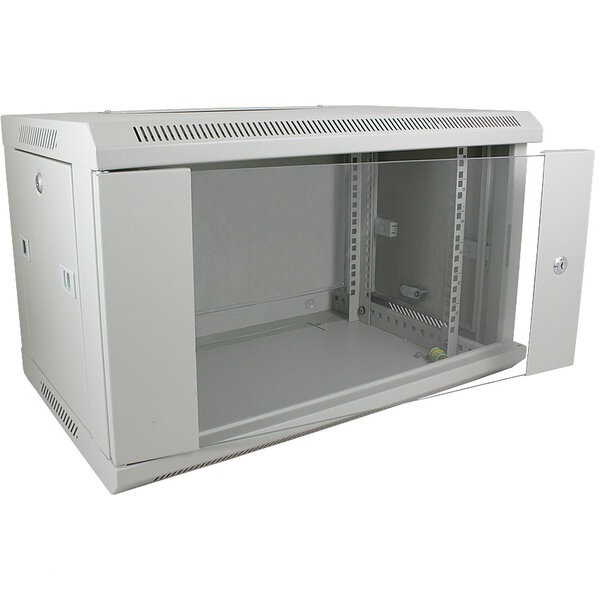 Seinakapp 4U 235x600x450 k,l,s, 19", klaasuks, eemaldatavad küljed, komplekteerimata, hall