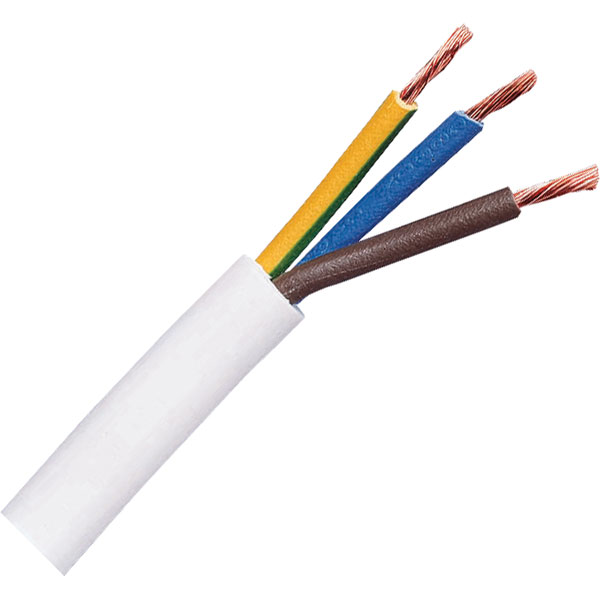 Toitekaabel 3x1,5mm² mitmesooneline, painduv, valge 100m/rull