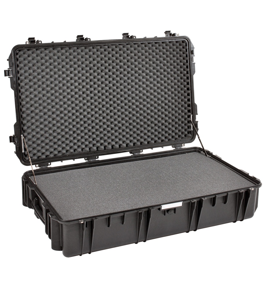 [10826.B] Relvakast 1178x725x287mm, veekindel, must, vahuga, ratastega, 20.4kg