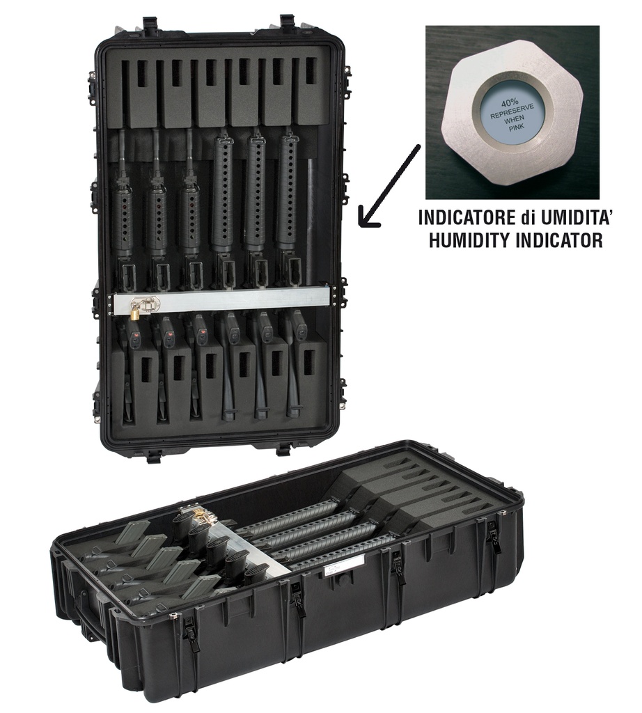Multi-weapons case 1178x718x427mm, Waterproof, Black, Wheels, Humidity indicator, 25kg