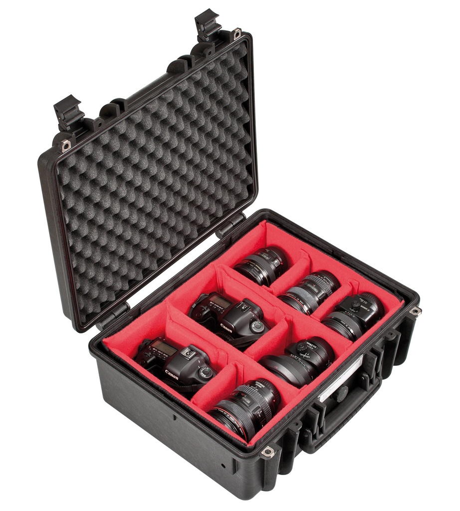 Case with dividers 474x415x214mm, Waterproof, Black, Foam, IP67, 4.7kg