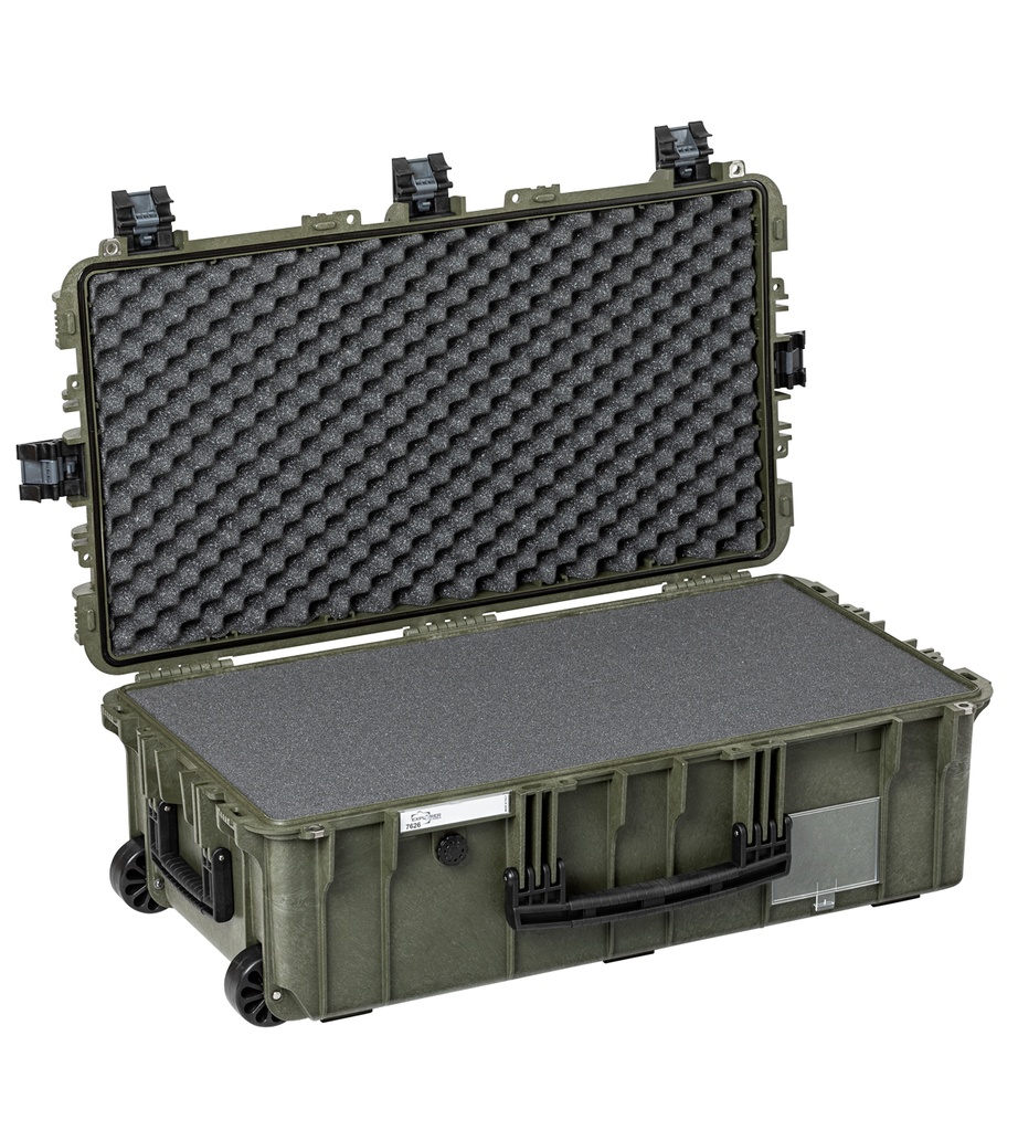 Kohver 832x466x279mm, veekindel, roheline, vahuga, ratastega, IP67, 9.5kg