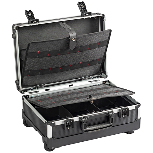 Tool case 477x373x218mm, 2 pallets with elasics, document wallet, wheels