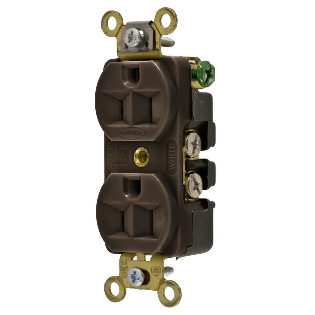 [HBL5252] Pistikupesa 2-ne, 15A 125VAC, pruun, 5-15R NEMA
