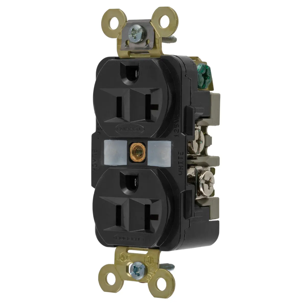 [HBL5362BK] Pistikupesa 2-ne, 20A 125VAC, must, 5-20R NEMA, robustne