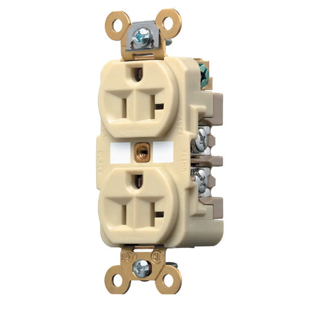 [HBL5362I] Duplex receptacle, 20A 125VAC, beige, 5-20R NEMA, heavy-duty
