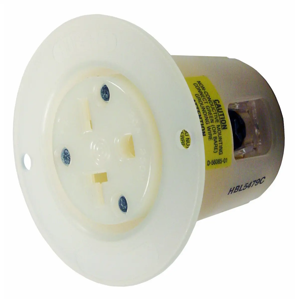 [HBL5479C] Flantsiga pesa, 20A 250V, valge, 6-20R NEMA