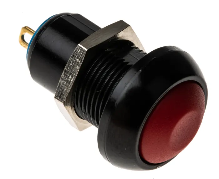 Pushbutton, Latching, Panel Mount, 13.6mm Cutout, SPST, 24V dc, IP67, Red
