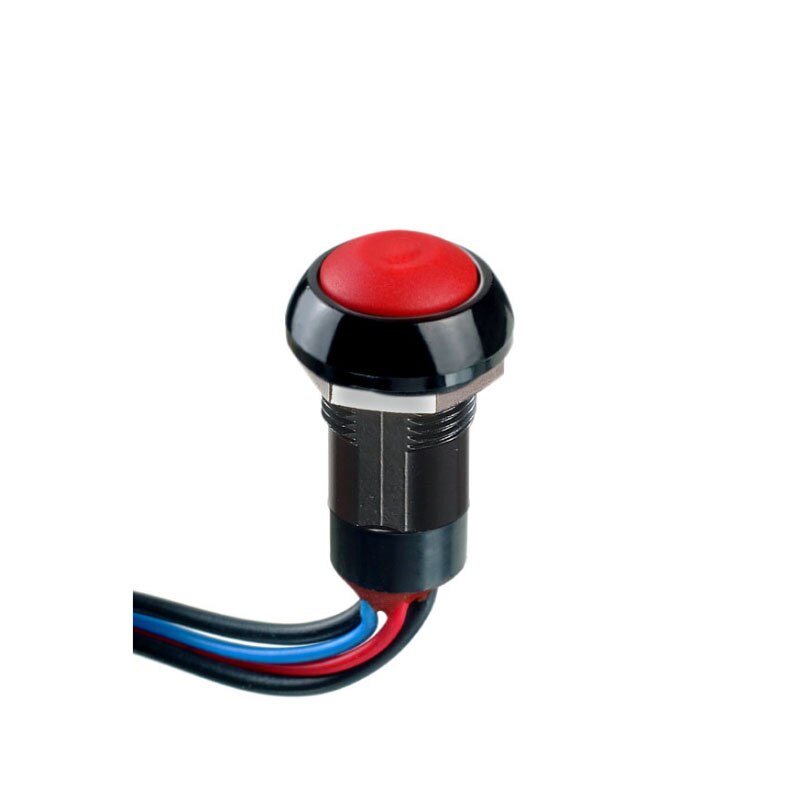 [IPR3FAD6] Surunupp, hetkeline, paneelile, 13.6mm ava, SPST, 48V ac, IP67, punane