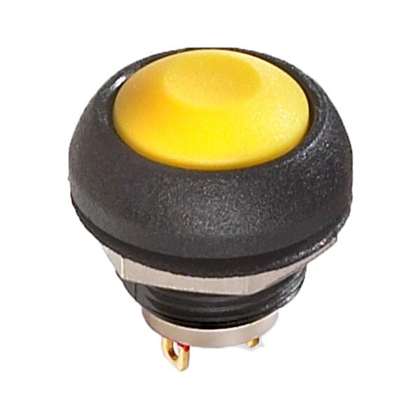 [ISR3SAD500] Pushbutton, Momentary, 13.6mm Cutout, SPST, 32V ac, IP67, Yellow