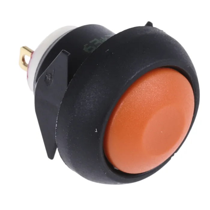 [ISR3SAD900] Pushbutton, Momentary, Panel Mount, 13.6mm Cutout, SPST, 32V ac, IP67, Orange