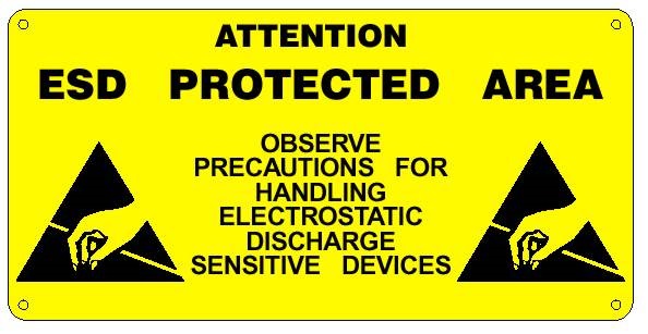 [ITE 7807.154] Hoiatuskleeps PVC RIGID SIGN "ESD PROTECTED AREA" - 600 x 300mm