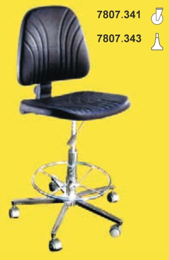 [ITE 7807.341] CLEAN ROOM CHAIR, H= 500/700, adjustable back-rest angle, foot-plate, with castors