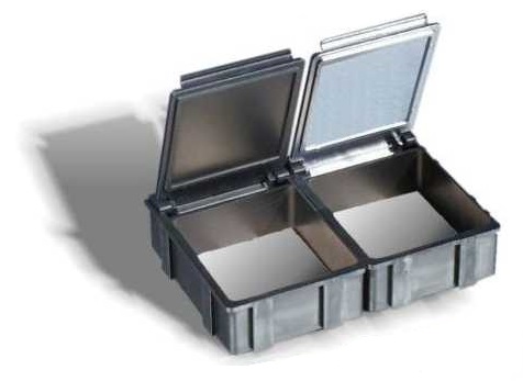 SNAPBOX3 transparent cover with spring ESD black - int. 41X37X15mm