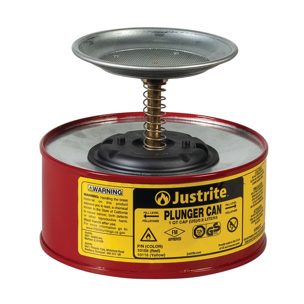 [JUT10108RD] Safety Plunger Cans Red 1.0 Liter