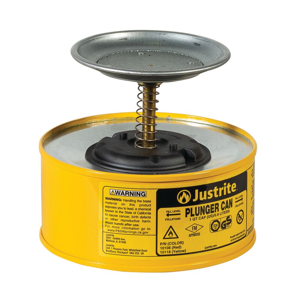 [JUT10118YL] Safety Plunger Cans - 1.0 Liter (Yellow)