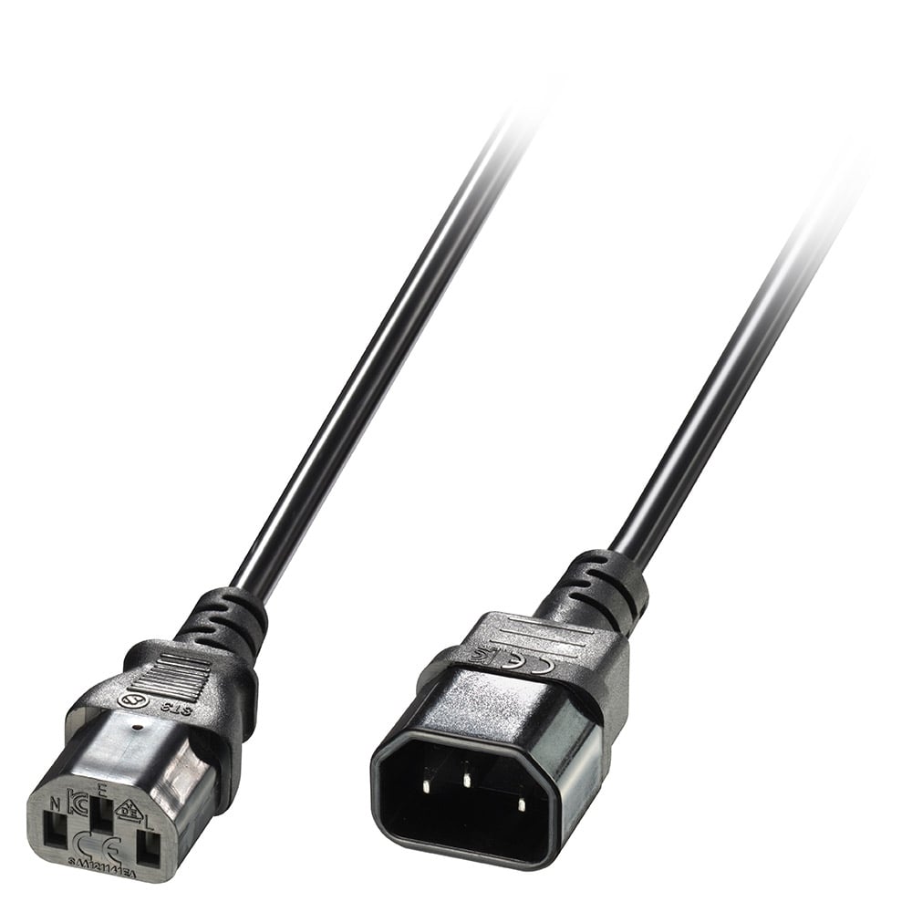 220V Toitekaabli pikendus 2.0m, must, (monitorikaabel), C13 - C14