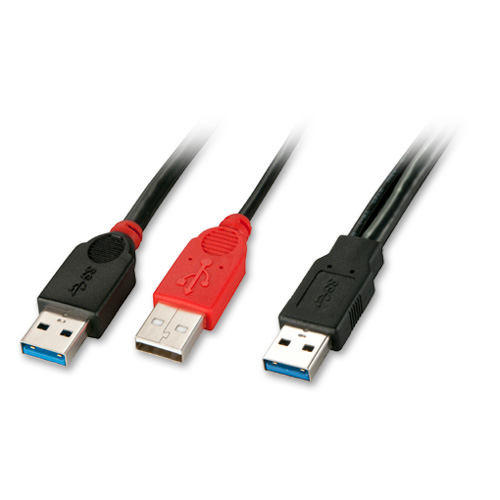 [31101] USB 3.0 Dual Power Cable USB AM x 2 to USB 3.0 AM 1m