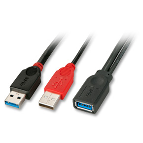 0.5m USB 3.0 Dual Power Cable USB AM x 2 to USB 3.0 AF