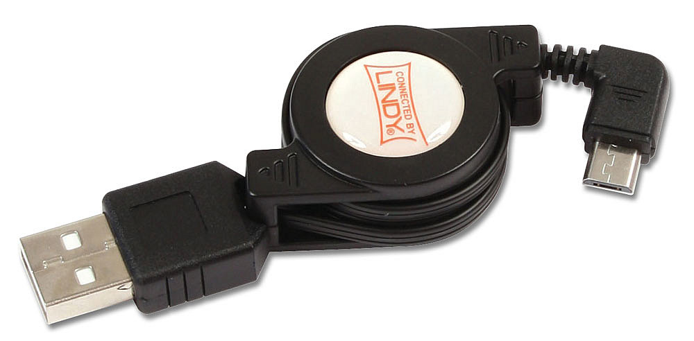 [31619] 0.8m Retractable USB 2.0 Cable Type A Male to Micro B Male