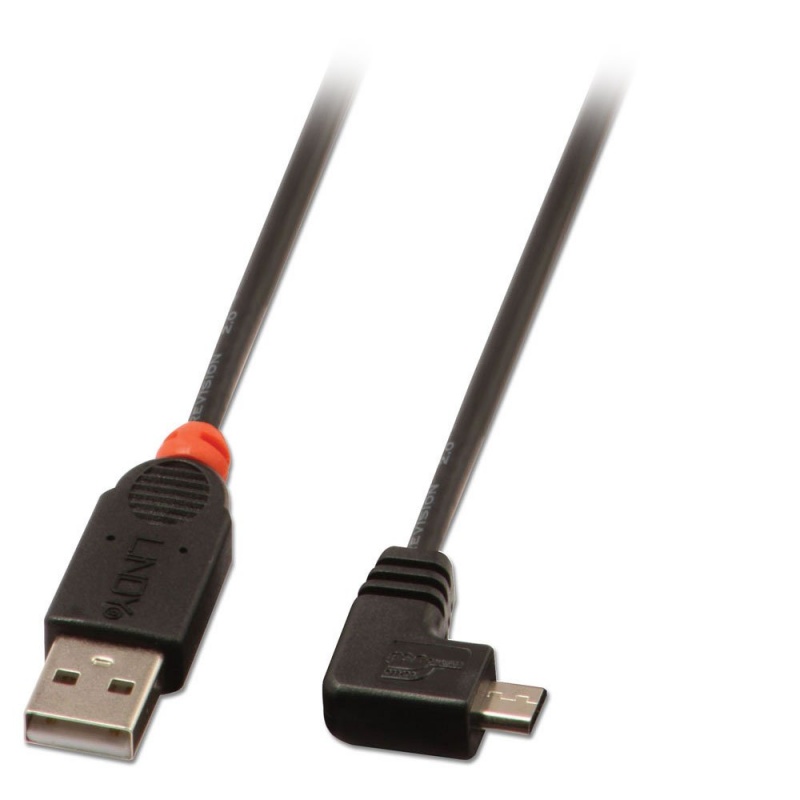 [31977] 2m USB 2.0 Cable 90 Deg Black AM to 90 Deg Micro B Male