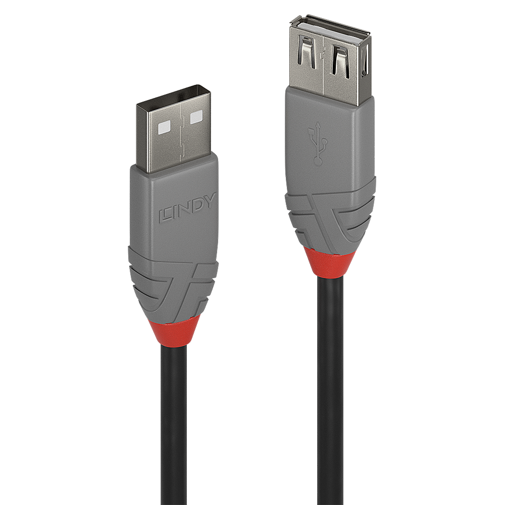 USB 2.0 pikenduskaabel A - A 5.0m, must, ANTHRA