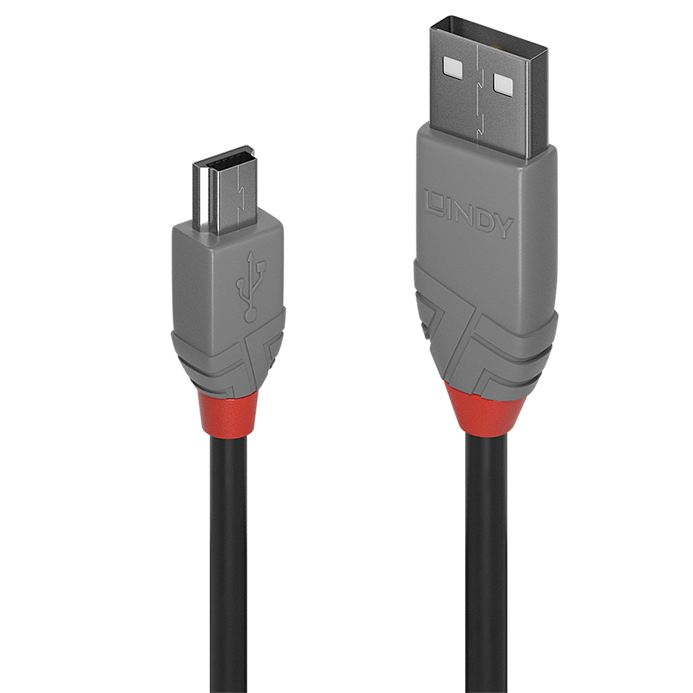 USB 2.0 kaabel A - Mini B 5.0m, ANTHRA
