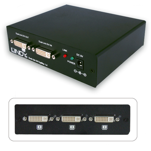 [38104] DVI splitter, 4 porti (Max. kaabli pikkus: 15.0m sisse/ 15.0m välja)