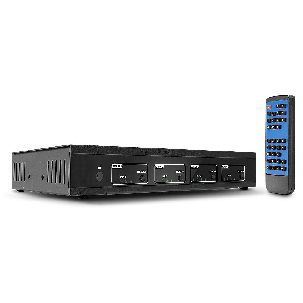 HDMI matrix switch, 4 sisse/ 4 välja, 4K2K@60Hz, UHD, HDR, HDMI 2.0, puldiga, manageeritav