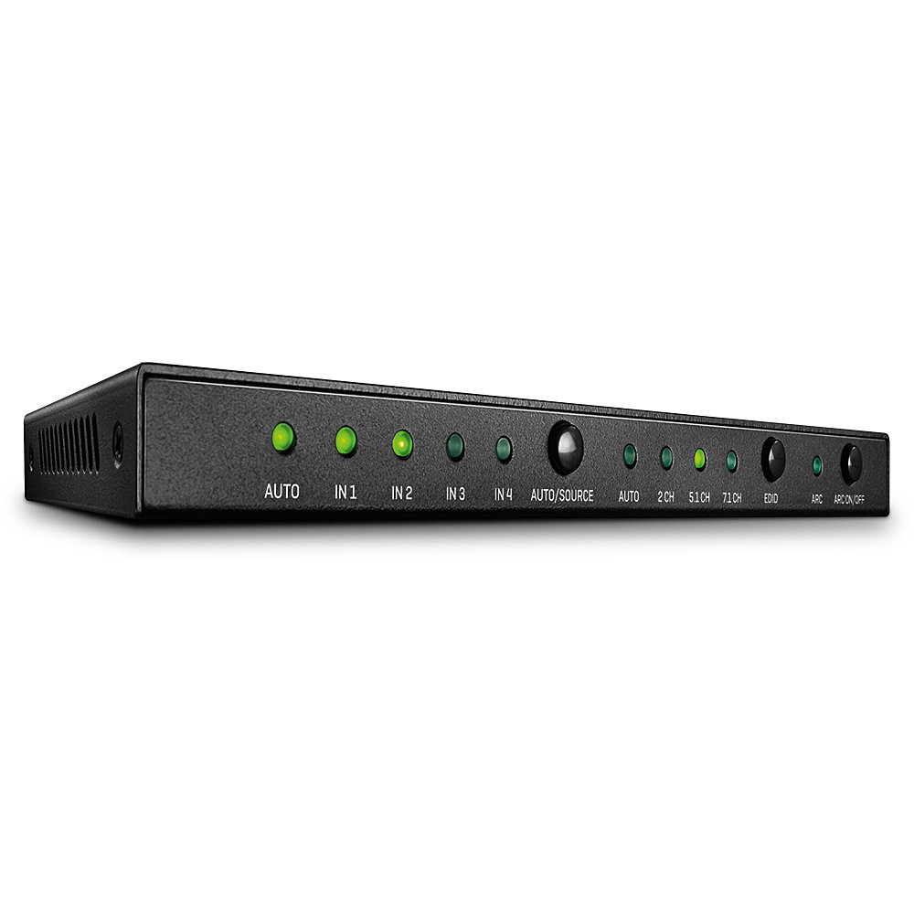 HDMI switch, 4 sisse/ 1 välja, 4K2K@60Hz, HDMI 2.0, metall, must, puldiga, audioväljundiga