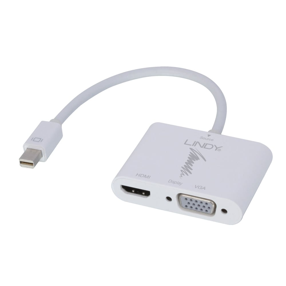 Üleminek Mini DisplayPort (M) - HDMI (F), 4K@60Hz, VGA (F) 1200p 0.15m, valge