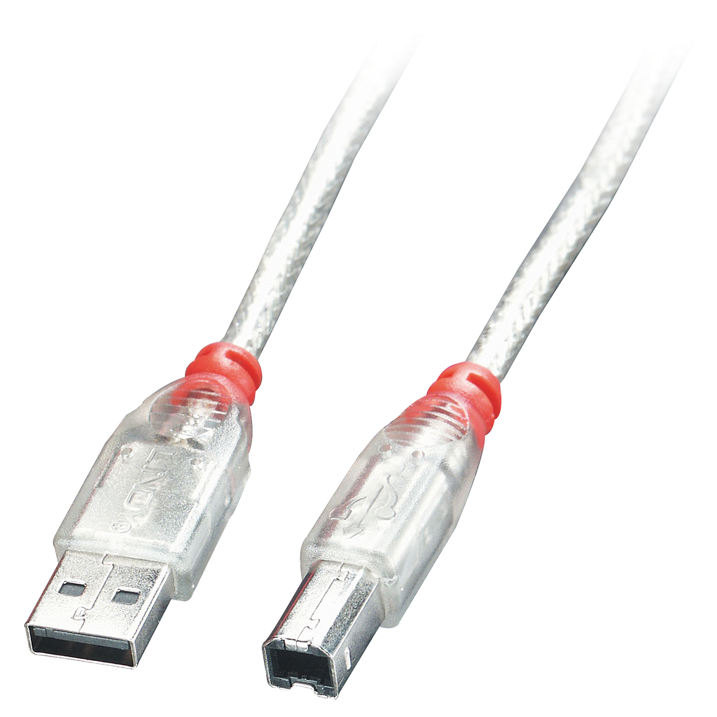 USB 2.0 Cable Type A/B, transparent, 3m