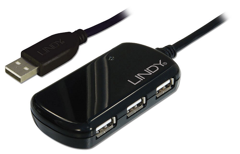 USB 2.0 hub: 4 porti, pikenduskaabel 8.0m + 5V 2A toiteplokk (Active Pro kuni 60m)