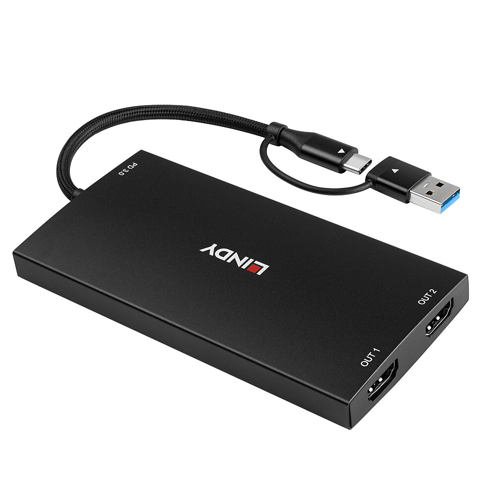 [43430] Konverter USB-A ja C (M) - 2 x HDMI (F)