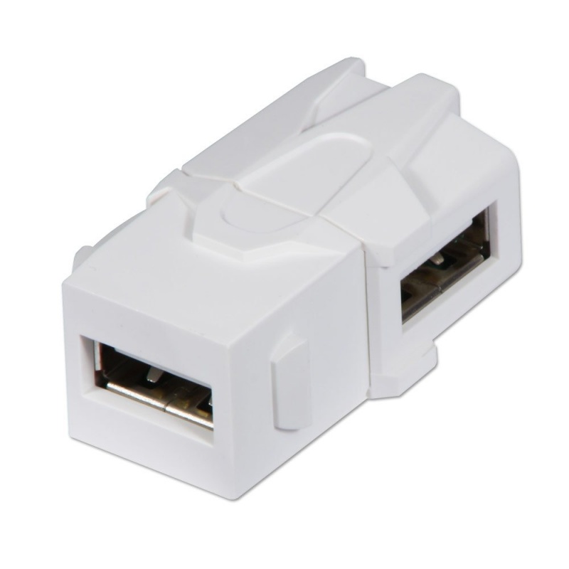 [60491] Keystone moodul: USB A (F) - (F) 90kraadise nurgaga, valge