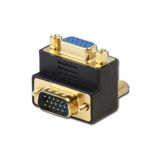 [70387] Right Angle VGA Adapter Down 15 Pin HD Male to Female