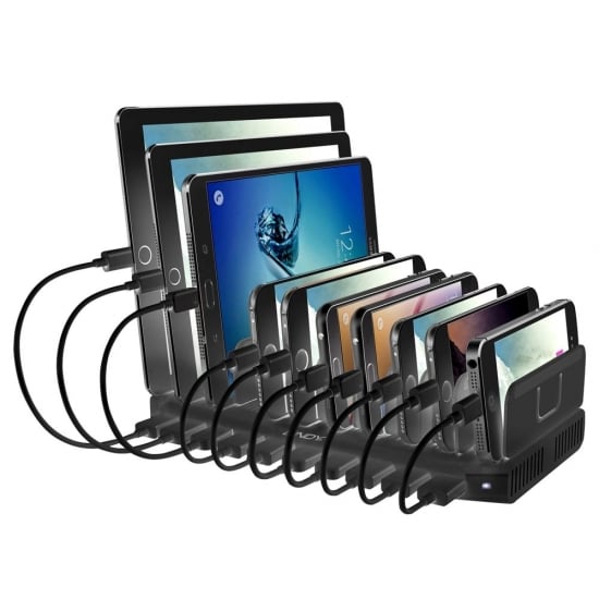 10 Port USB Charging Station for Tablets & Smartphones
