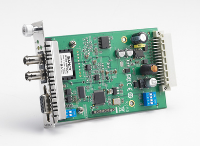 [TCF-142-S-ST-RM] RS-232/422/485 to single-mode fiber slide-in module converter, ST connector